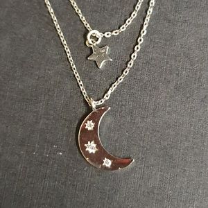 Cute moon and star double necklace
